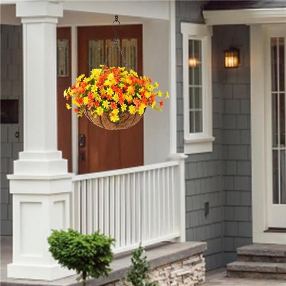 Artificial Flowers Hanging Basket for Outdoor Indoor, Fake Daisy Flowers - Picture 4 of 6